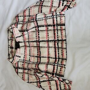 MaxMara Cream and Pink Plaid Blazer